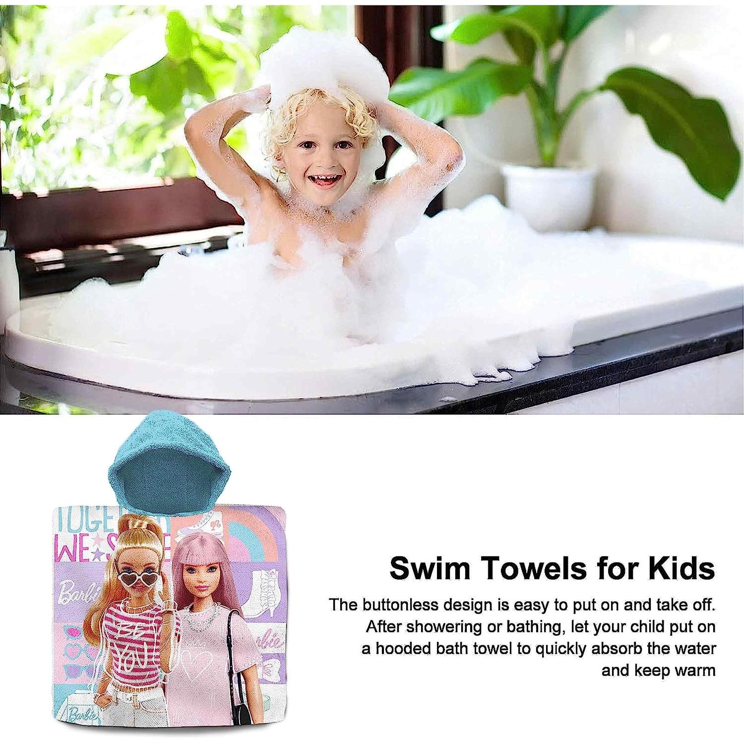 Kids Hooded Towel Poncho Cotton 120cm - Assorted