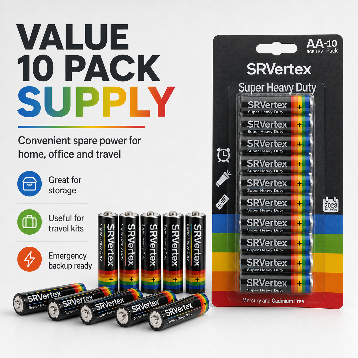 AA Heavy Duty Batteries – 10 Pack