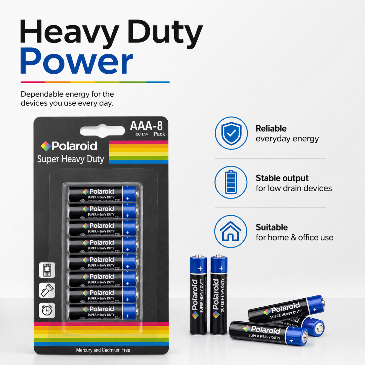 8Pk Polaroid AAA Super Charged Batteries