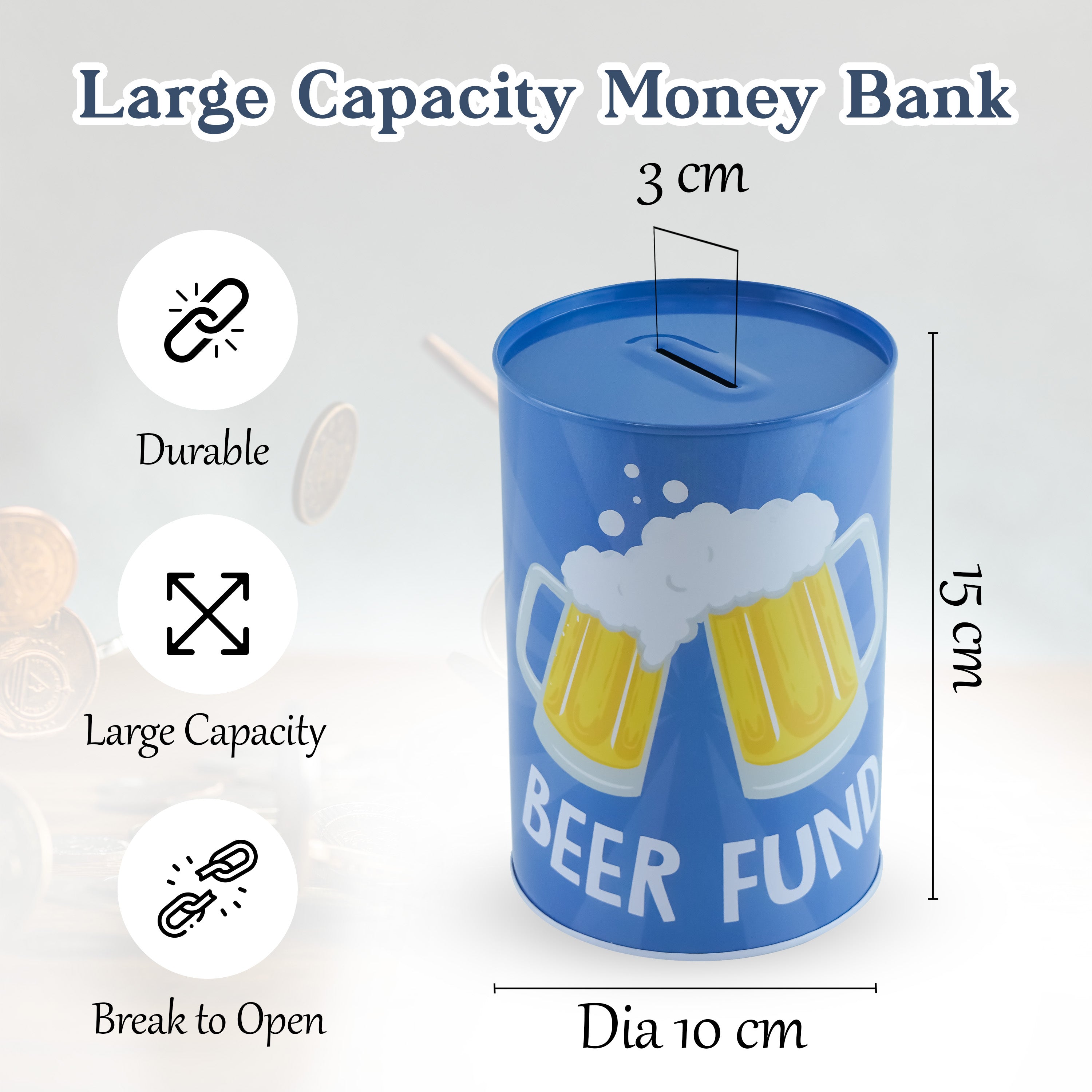 15cm Novelty Money Tin - Beer Fund