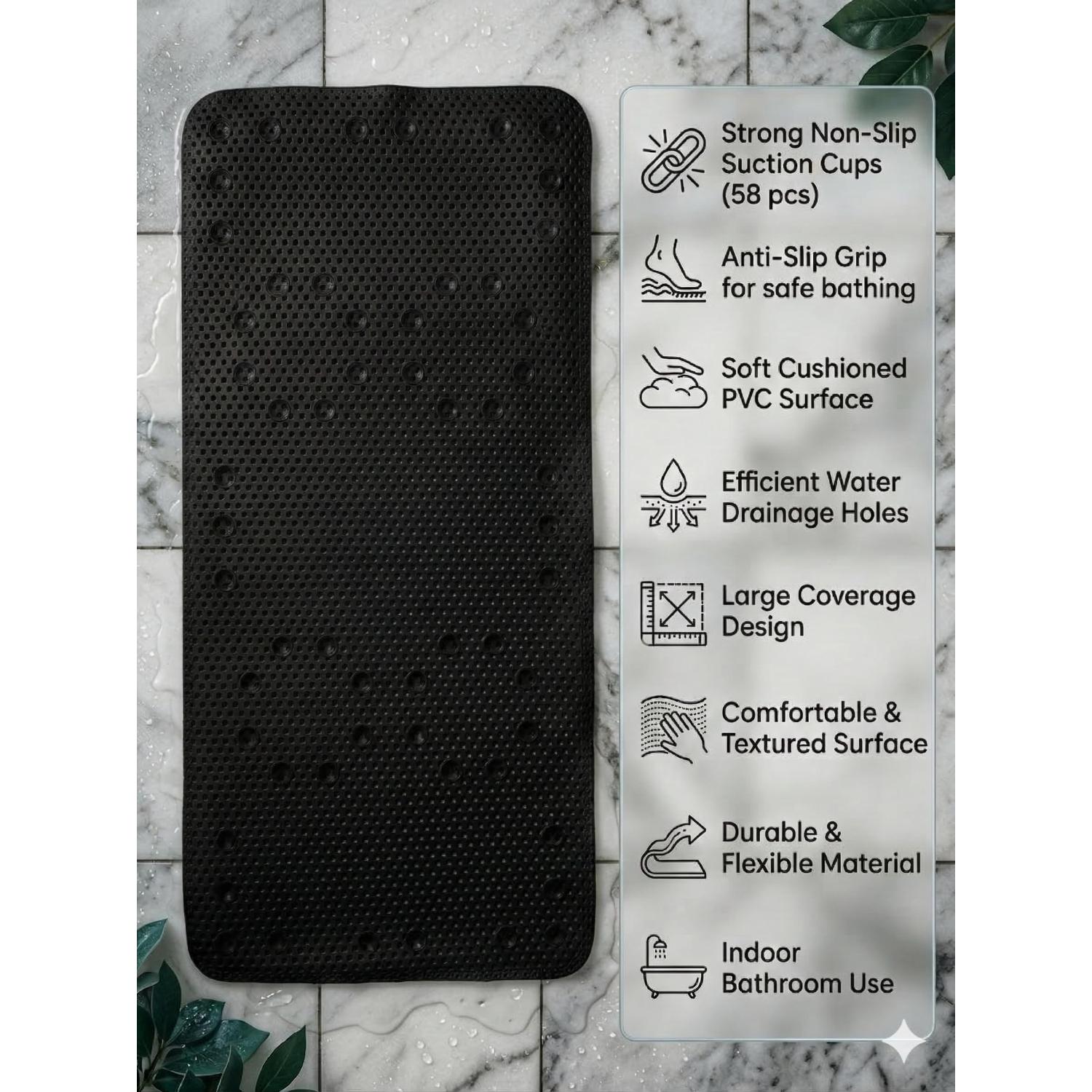 Non Slip Bath Mat with Suction Cups Drain Holes
