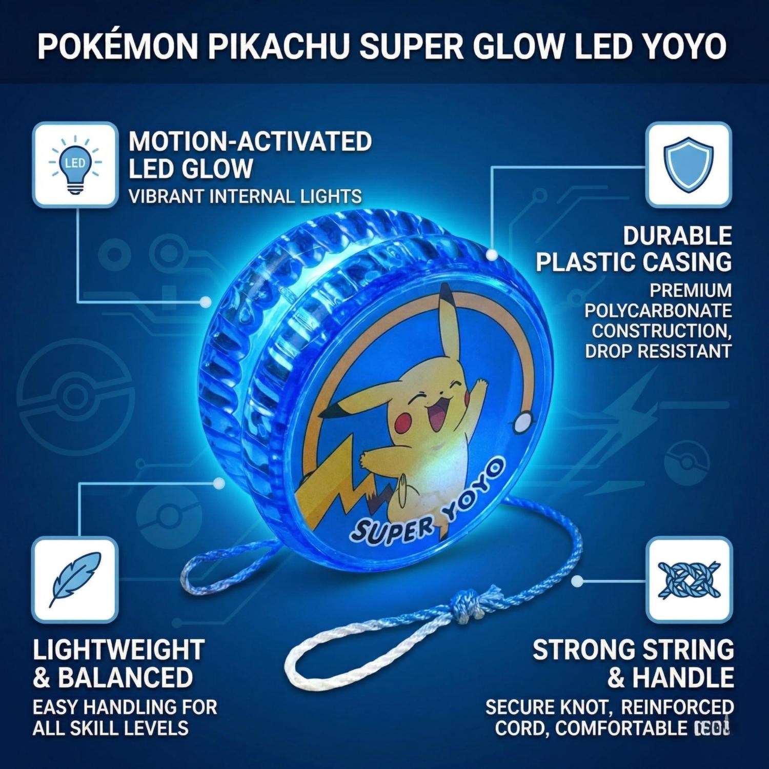 5.5cm Pokemon LED Light-Up YoYo Toys for Kids – Assorted