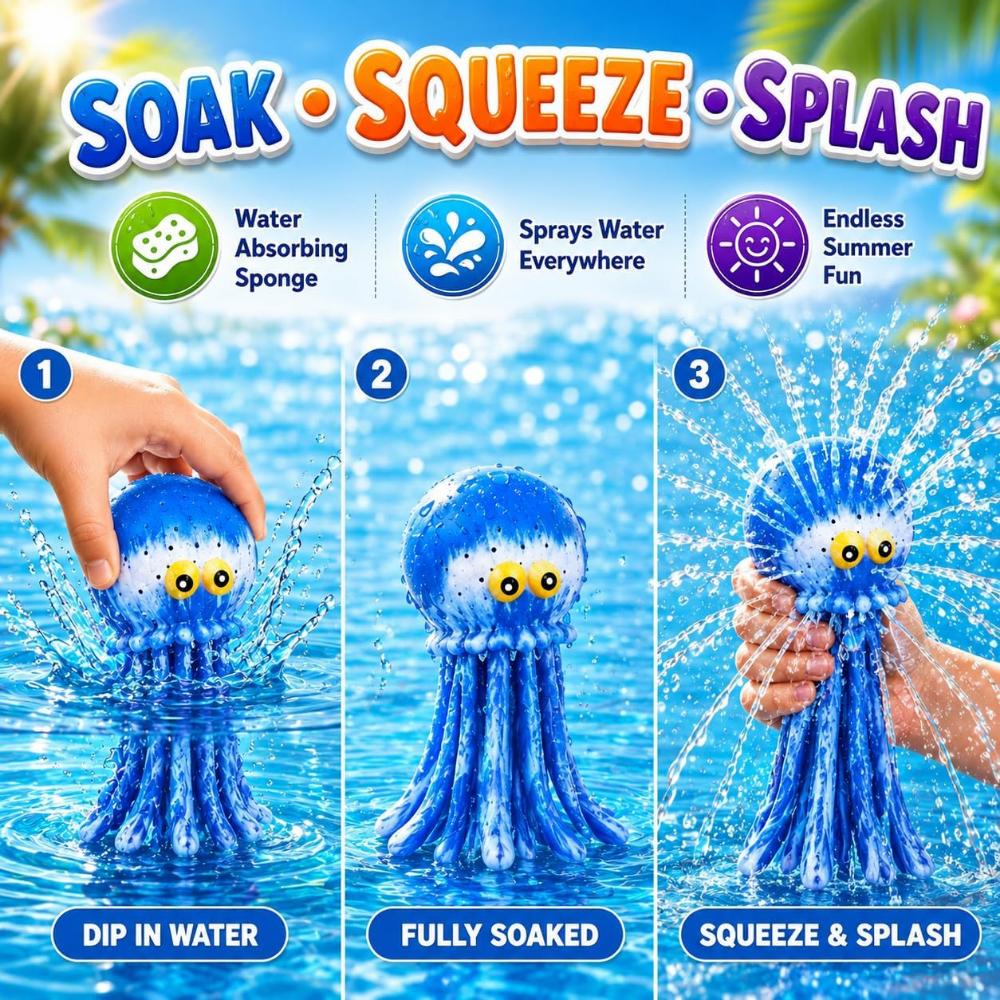 16cm Water Splash Octopus Water Absorption Bath Toy