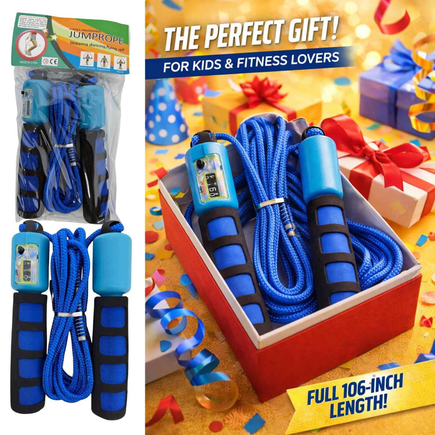 2.7m Adjustable Skipping Rope with Counter - Assorted