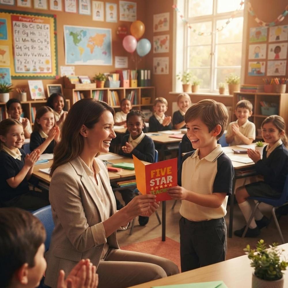 1x Random Teacher Greeting Card with Envelope - 16.5cm