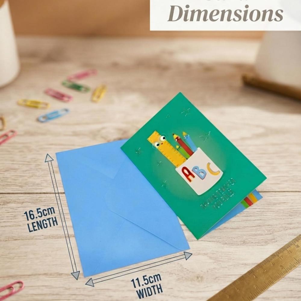 1x Random Teacher Greeting Card with Envelope - 16.5cm