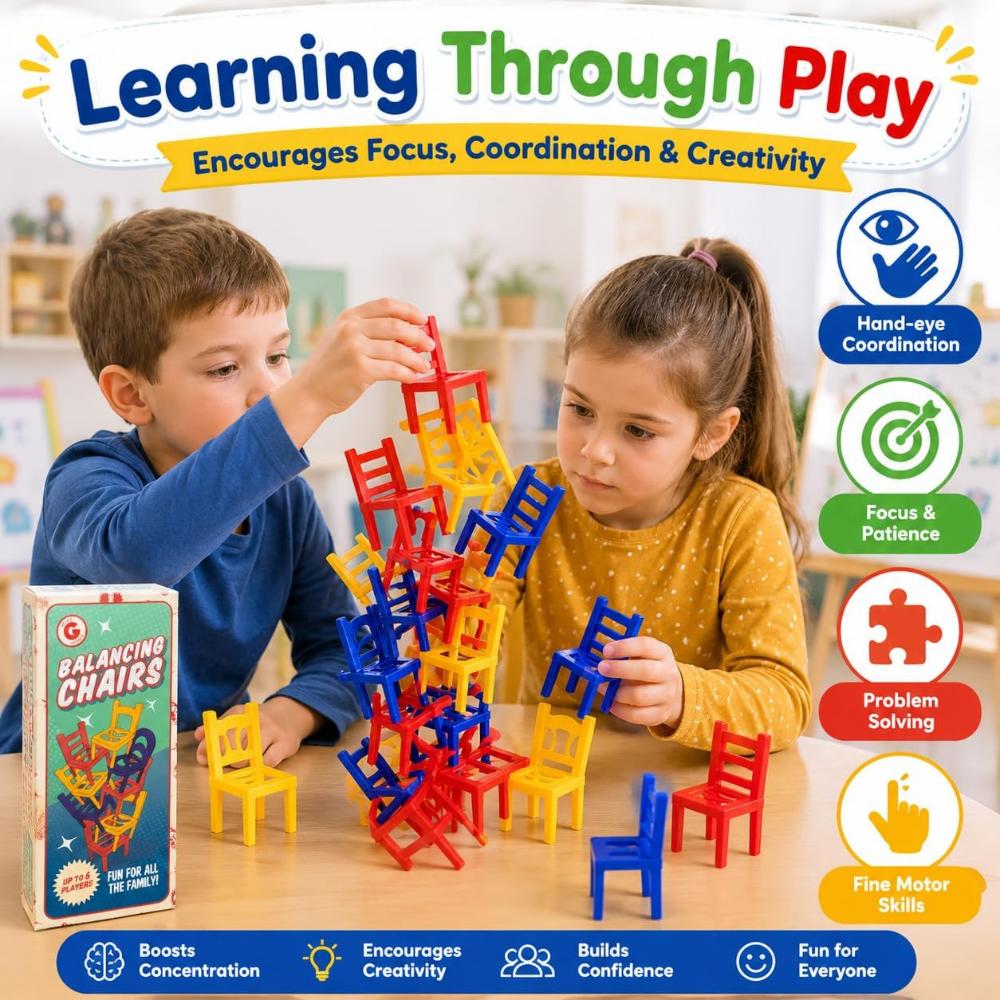 24Pcs Balancing Chairs Stacking Game