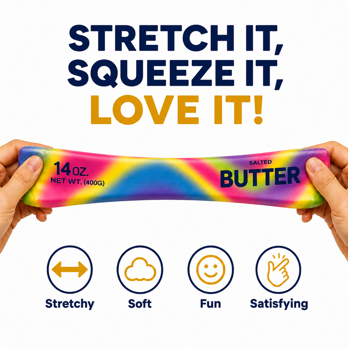 Squishy Butter Stick Slow Rising Sensory Toy - 14oz Rainbow Butter – view 11