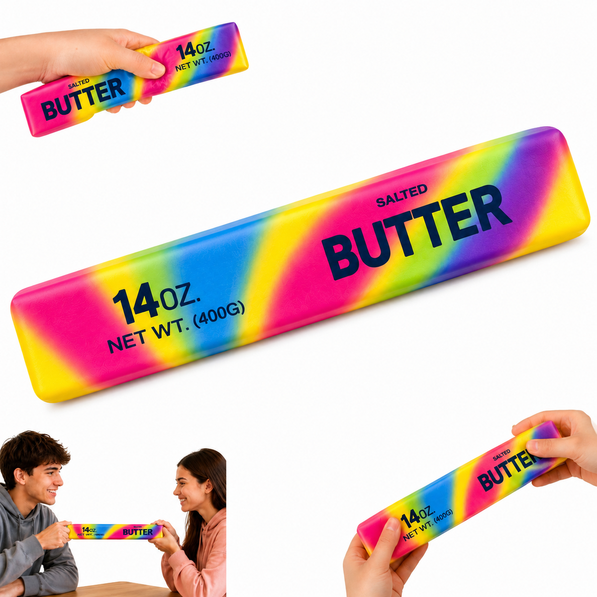 Squishy Butter Stick Slow Rising Sensory Toy - 14oz Rainbow Butter – view 9