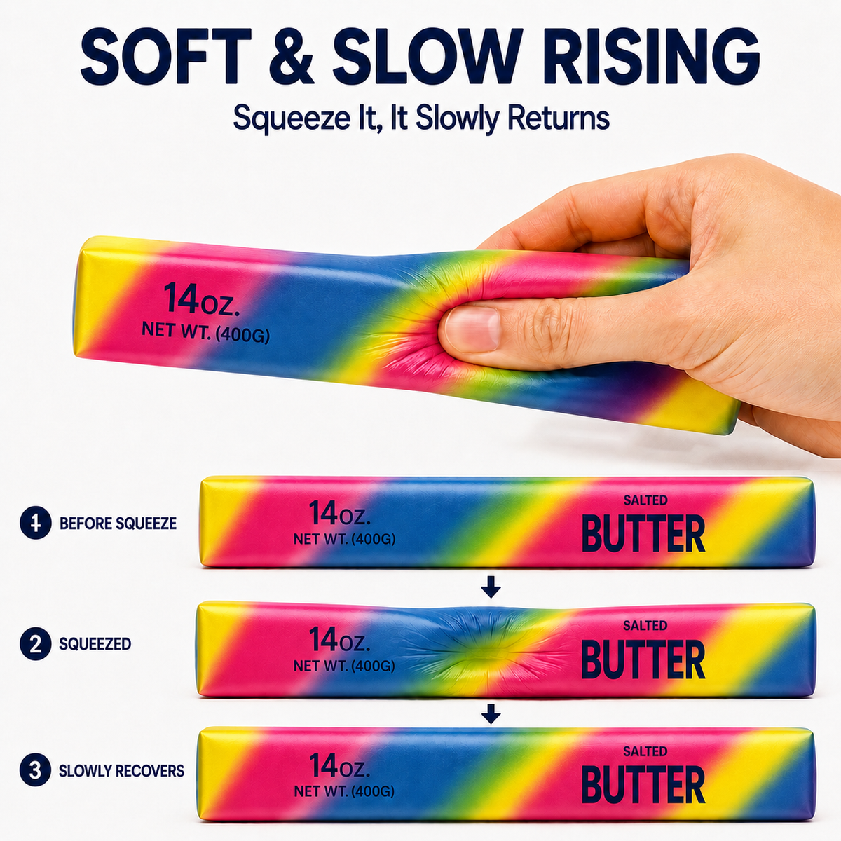 Squishy Butter Stick Slow Rising Sensory Toy - 14oz Rainbow Butter – view 13