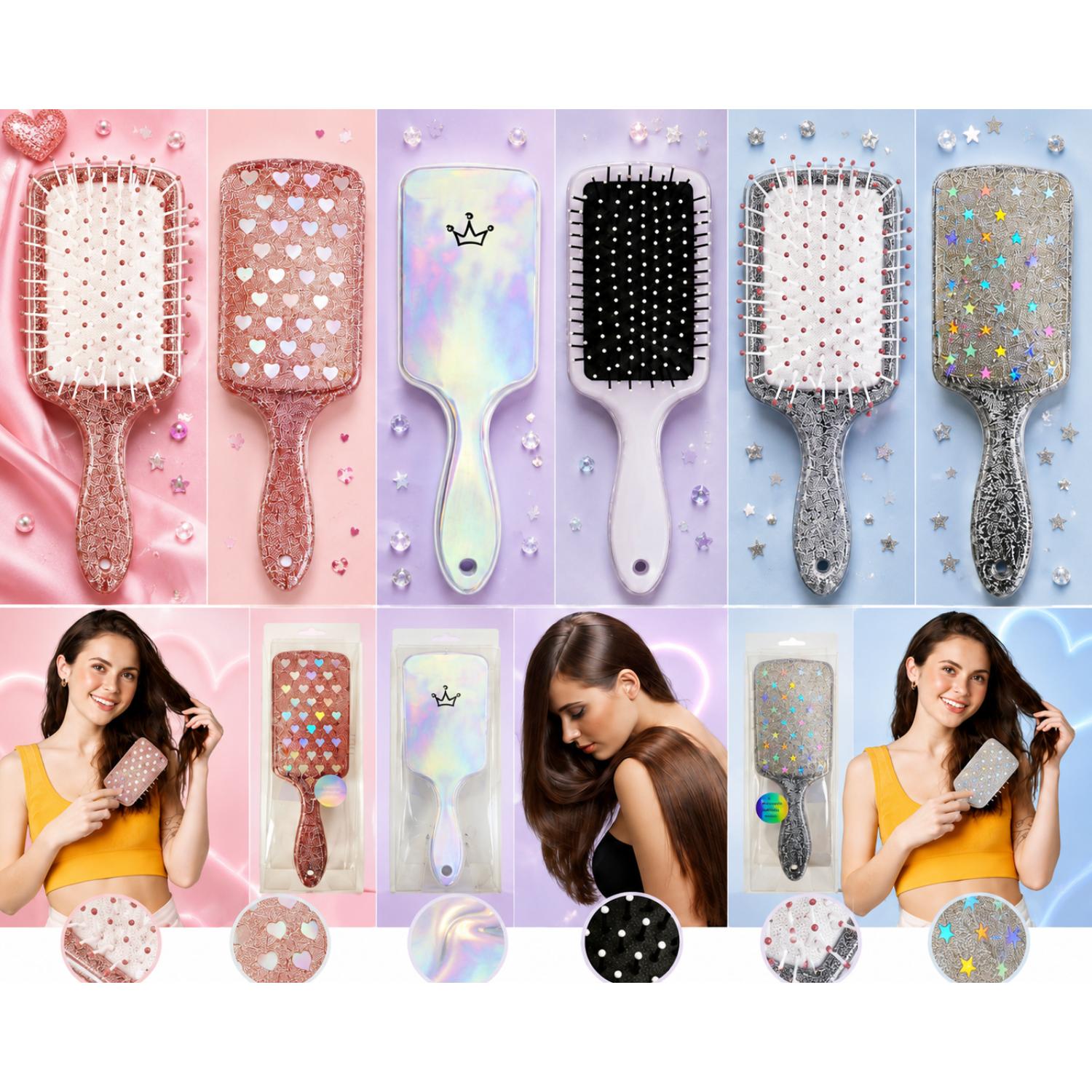 Iridescent Glitter Hairbrush 1pc