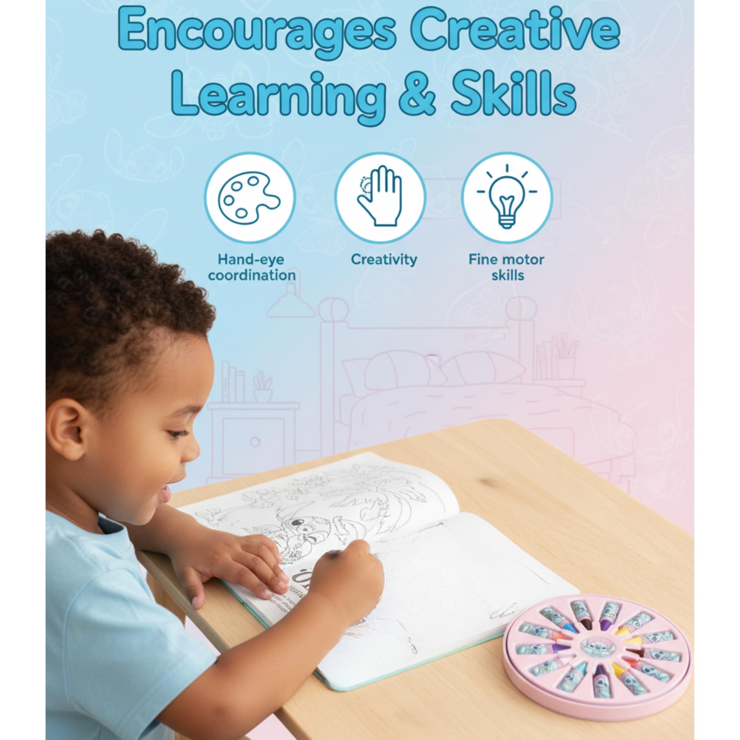 Kids Notebook & Mini Crayons Colouring Set – Assorted