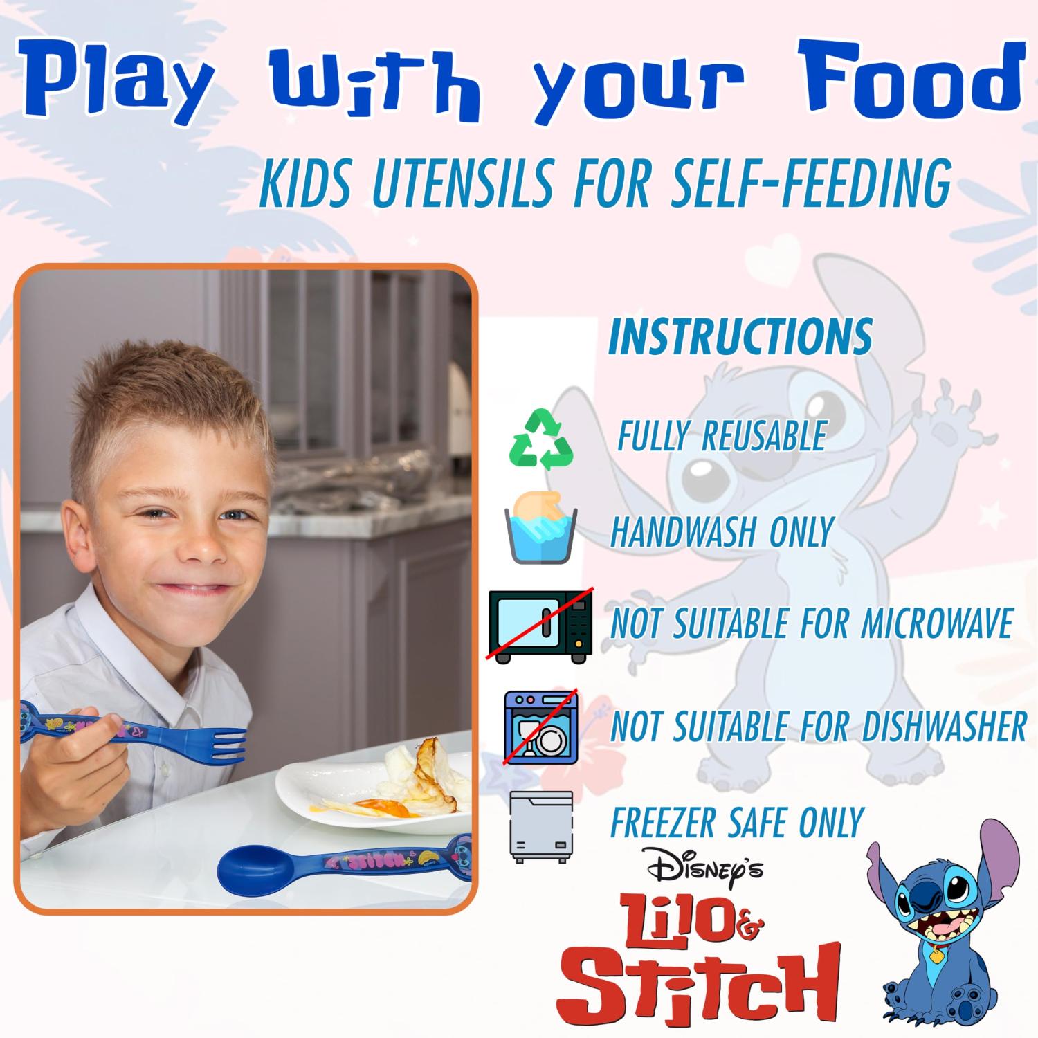 Kids 2 Piece Cutlery Set BPA-Free Plastic Spoon & Fork