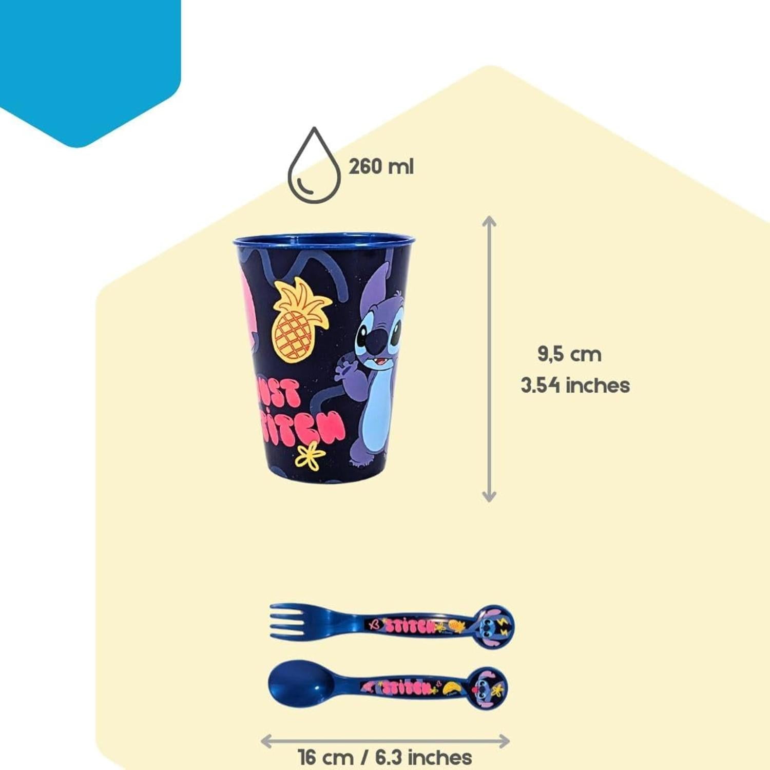 5 Piece Kids Dinnerware Set BPA-Free Plastic Plate Bowl Cup Fork &amp; Spoon