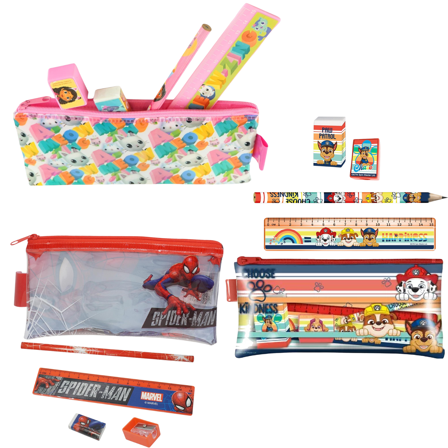 5Pcs Kids Stationery Set with 18cm Pencil Case
