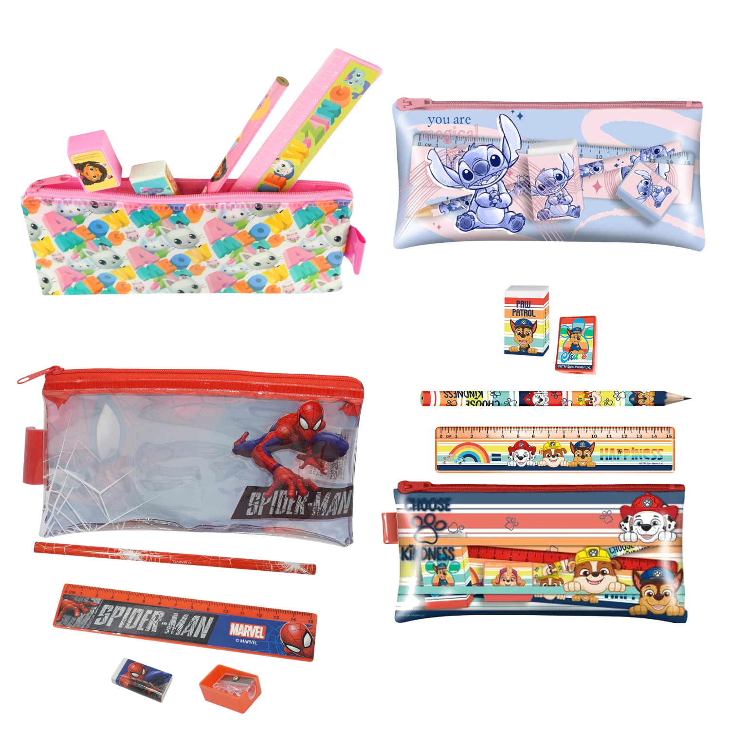 5Pcs Kids Stationery Set with 18cm Pencil Case