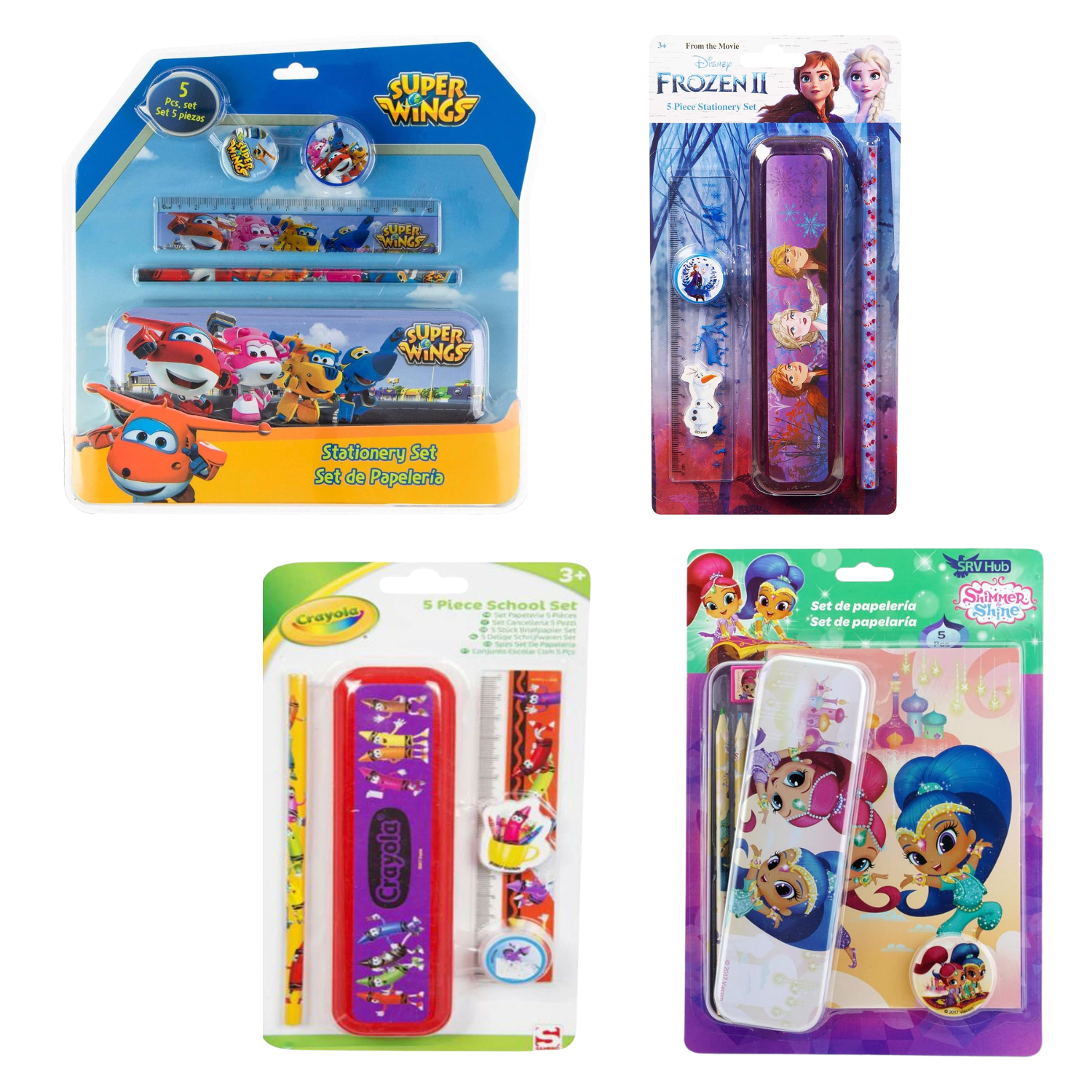 5Pcs School Stationery Set Pencil Case - Assorted