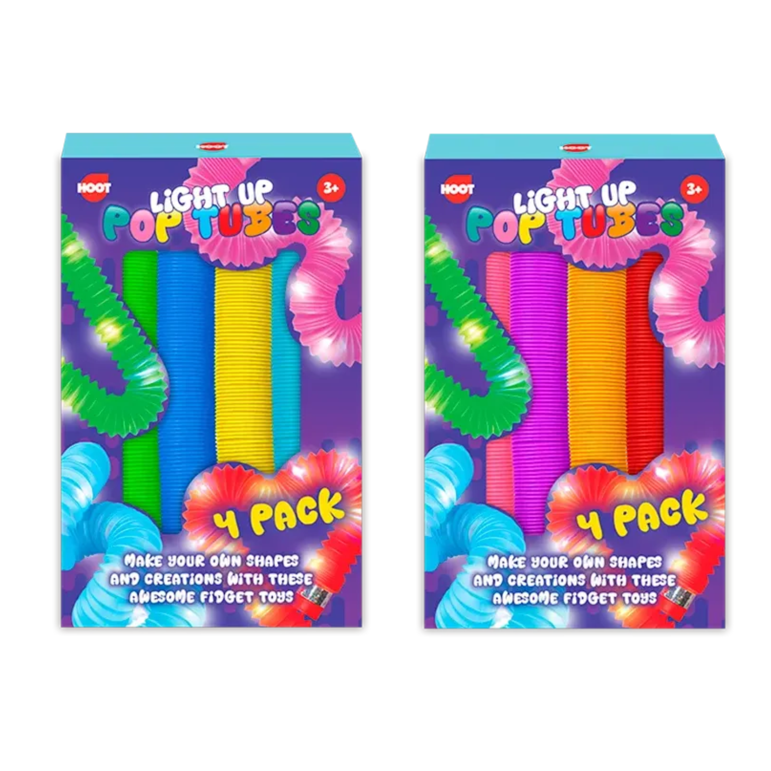 Light Up Pop Tubes Fidget Toys 4Pk