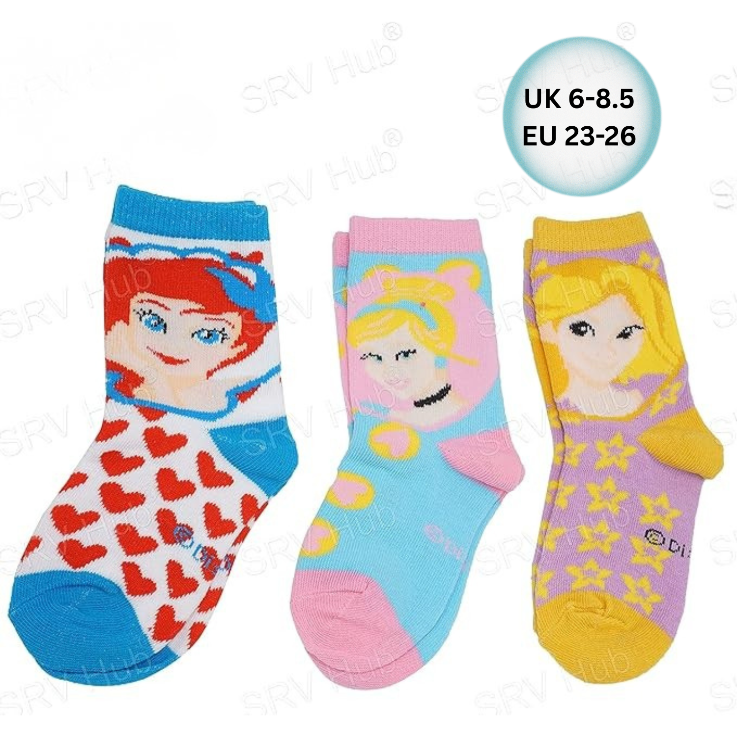 3 Pairs Cotton Cartoon Printed Girls Socks