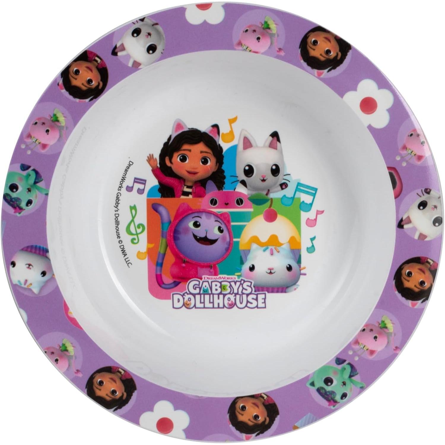 5 Piece Kids Dinnerware Set BPA-Free Plastic Plate Bowl Cup Fork &amp; Spoon