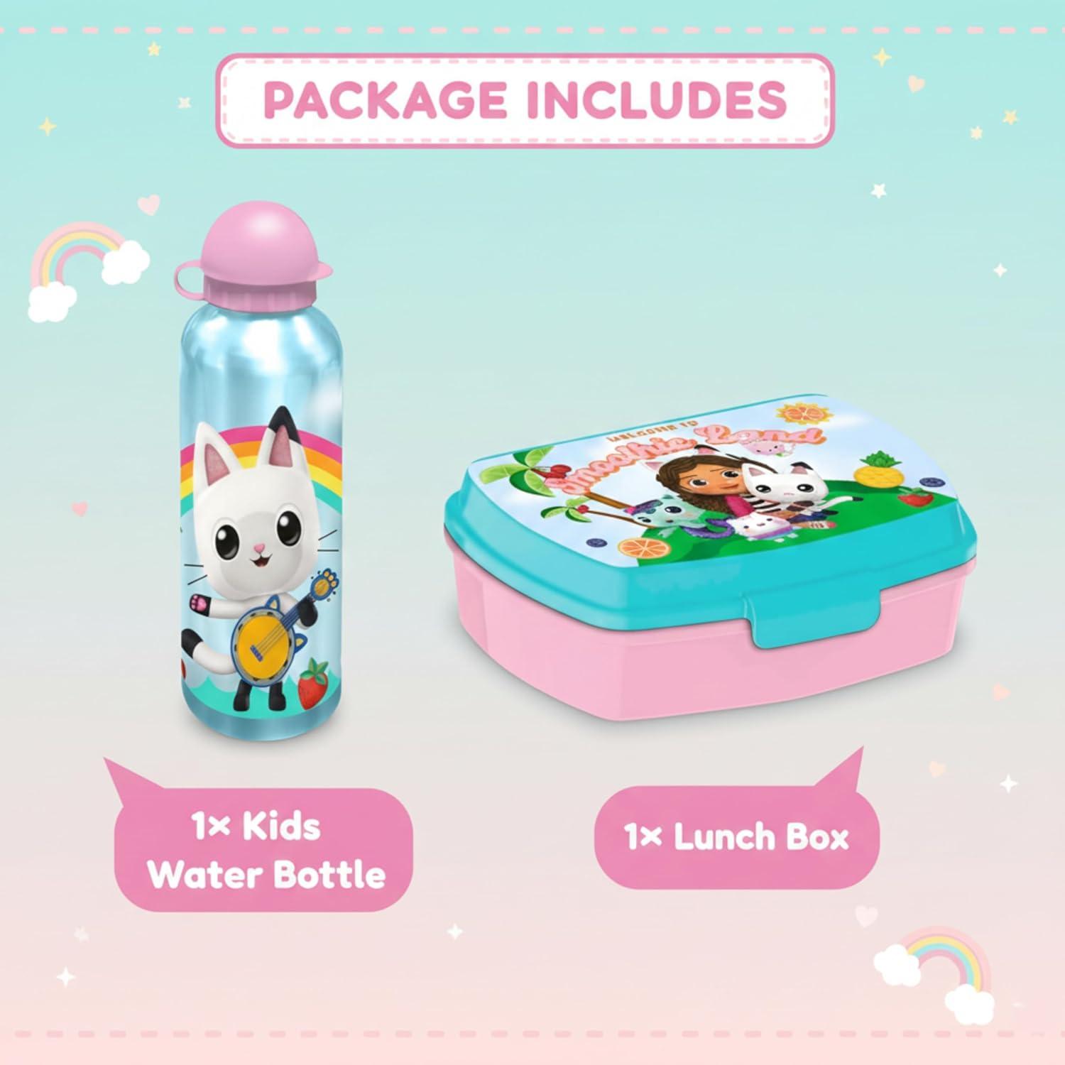 Kids Plastic Lunchbox with Aluminium Water Bottle Set - Assorted