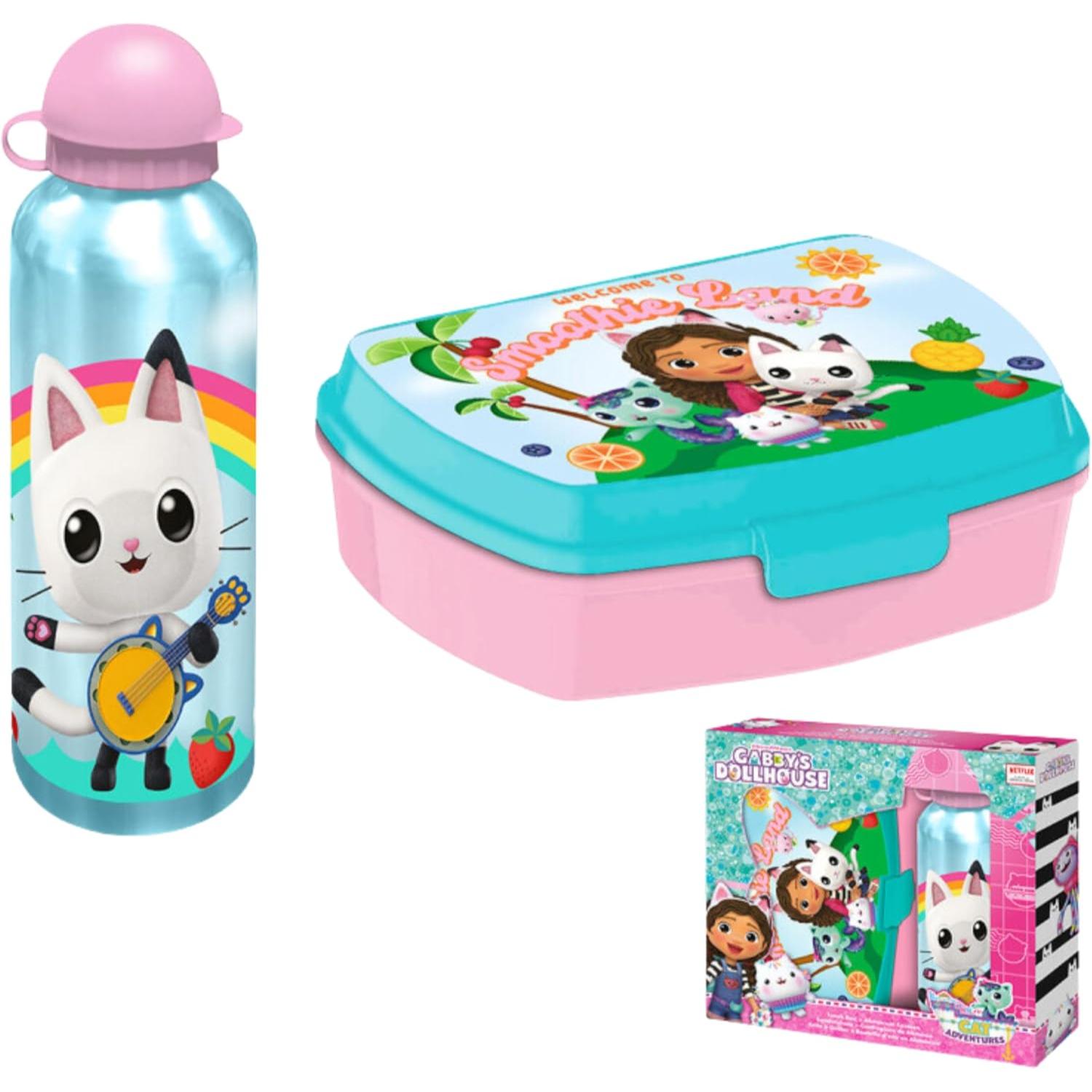 Kids Plastic Lunchbox with Aluminium Water Bottle Set - Assorted