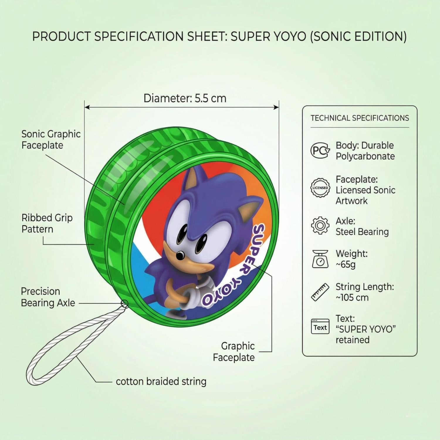 5.5cm Sonic the Hedgehog LED Light-Up YoYo Toys for Kids