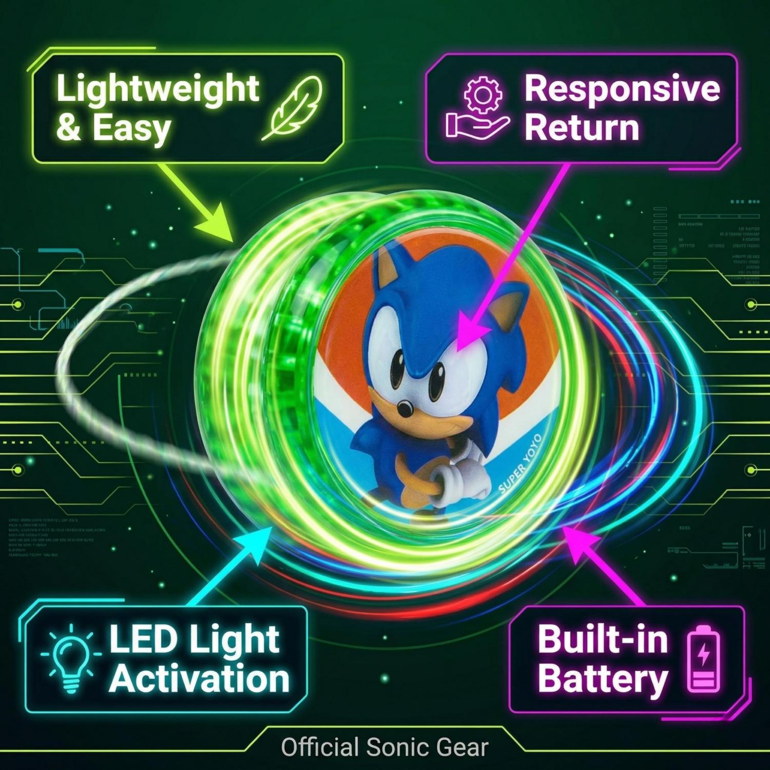 5.5cm Sonic the Hedgehog LED Light-Up YoYo Toys for Kids