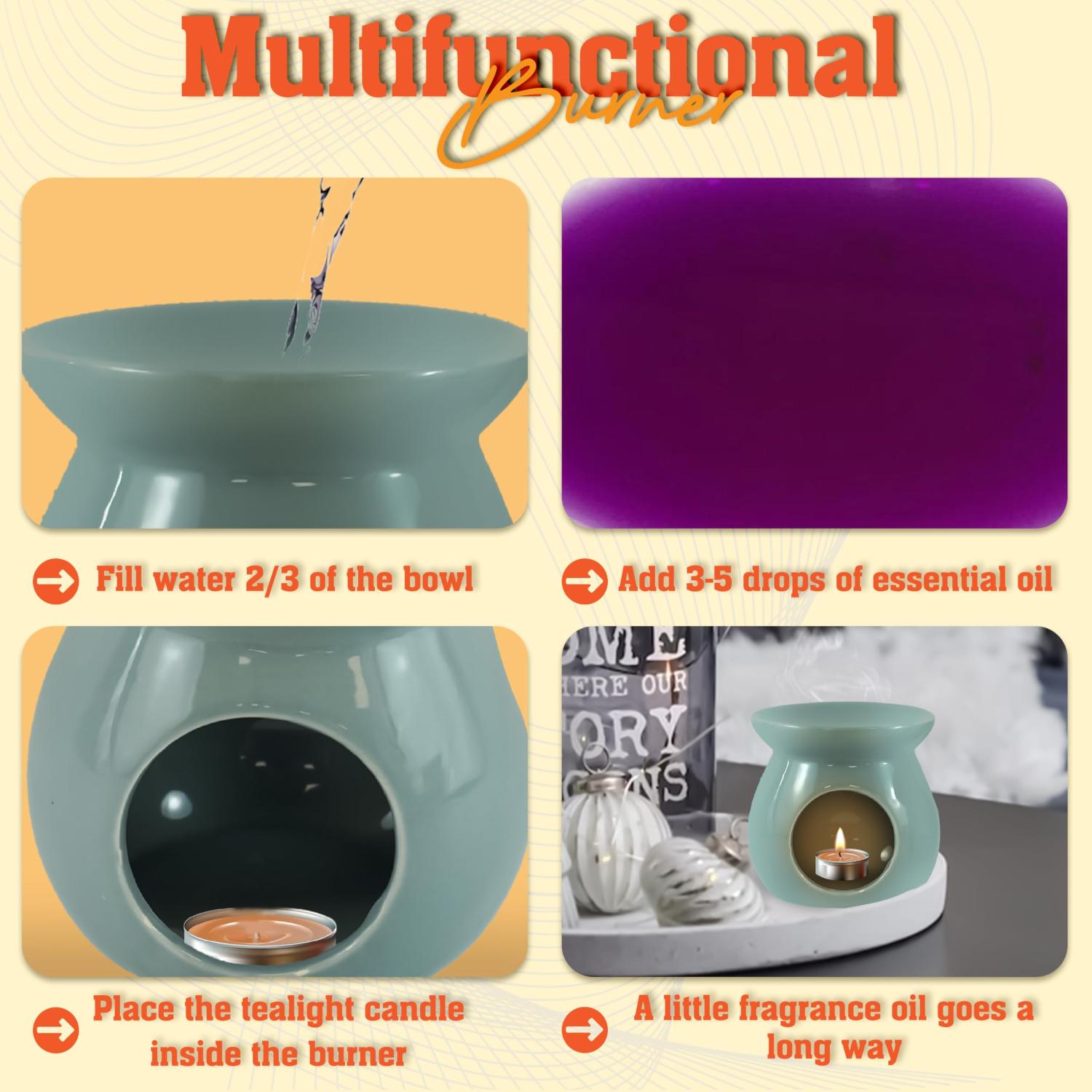 Ceramic Wax Melt Burner Oil Diffuser & Tealight Warmer 12.5cm
