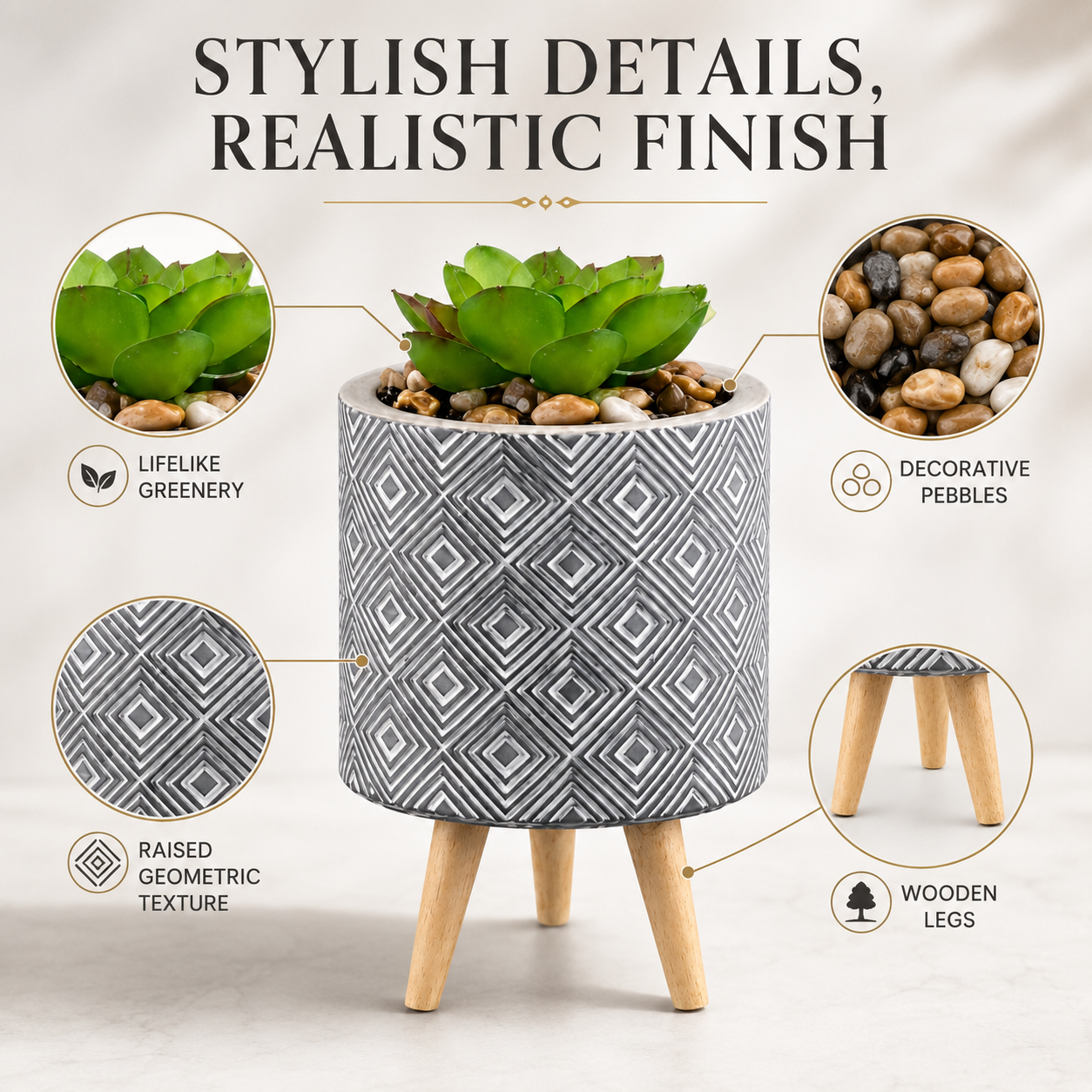 14cm Succulent Flower Pot with Legs