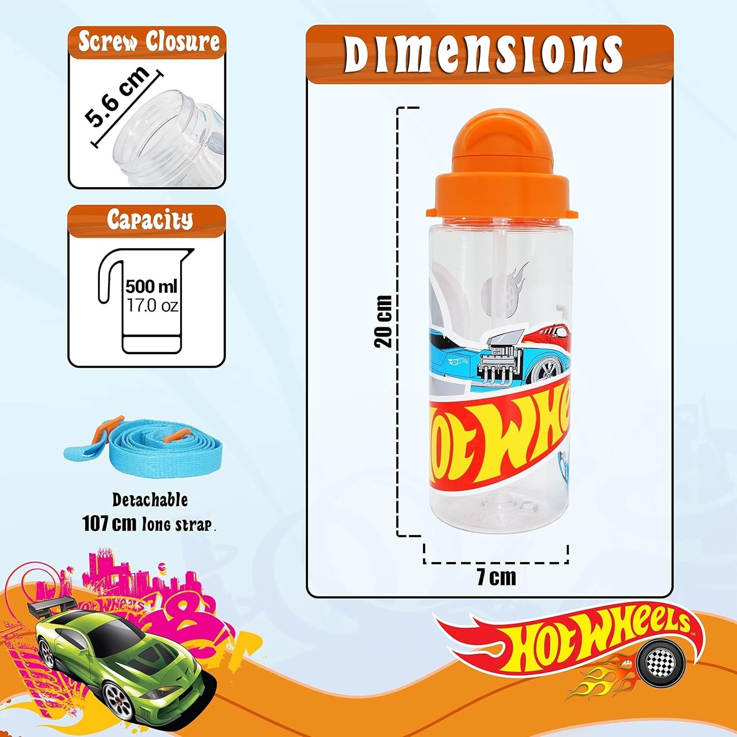 500ml Tritan Water Bottle with Strap for Children