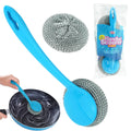 Handled Washing Up Scourer Set Non-Scratch Steel Scrubbers