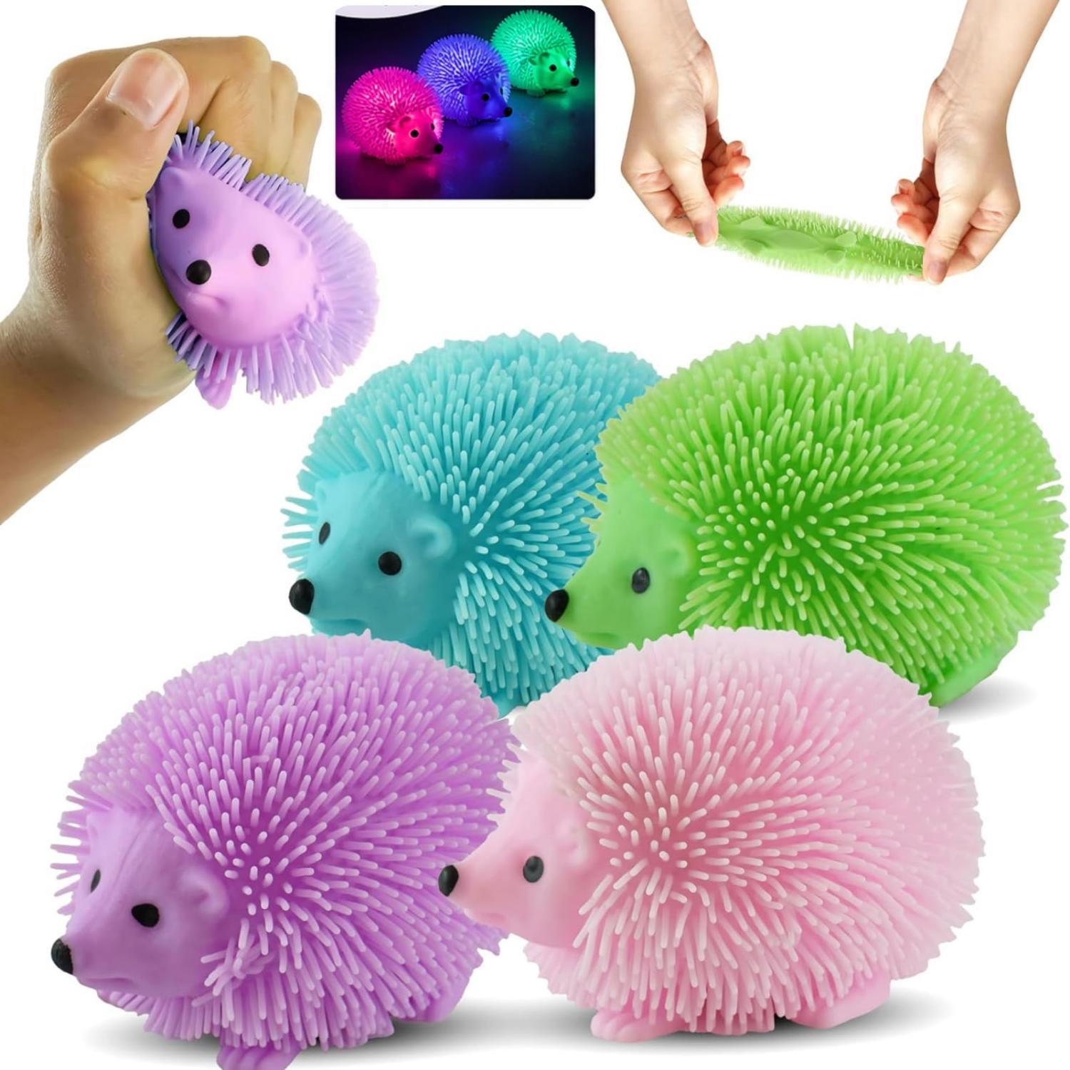 8cm Light Up Hedgehog Fidget Stress Balls - 4 Pack