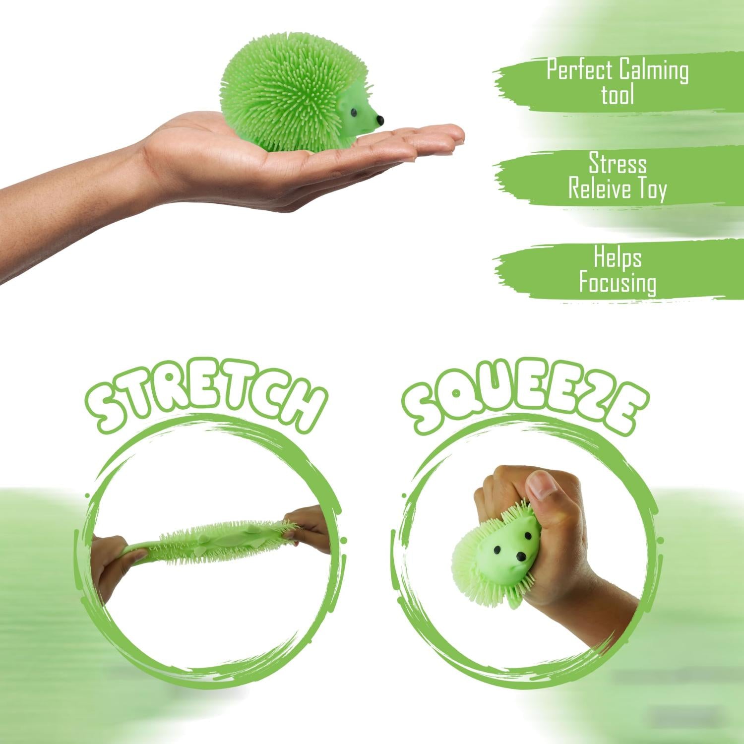 8cm Light Up Hedgehog Fidget Stress Balls - 4 Pack