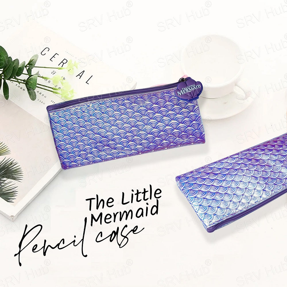 Kids Flat Zip Pencil Cases Mermaid Pearlescent Pencil Case
