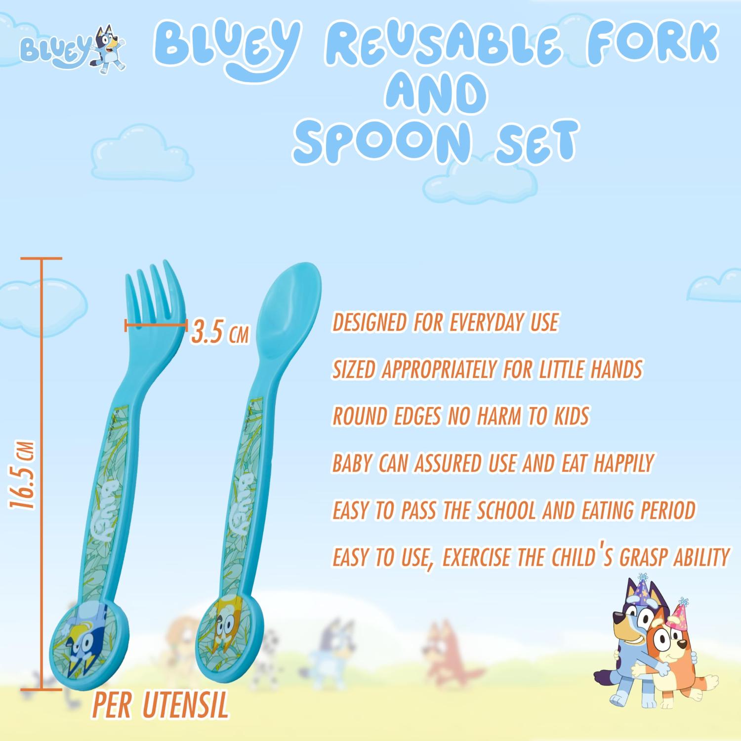 Kids 2 Piece Cutlery Set BPA-Free Plastic Spoon & Fork
