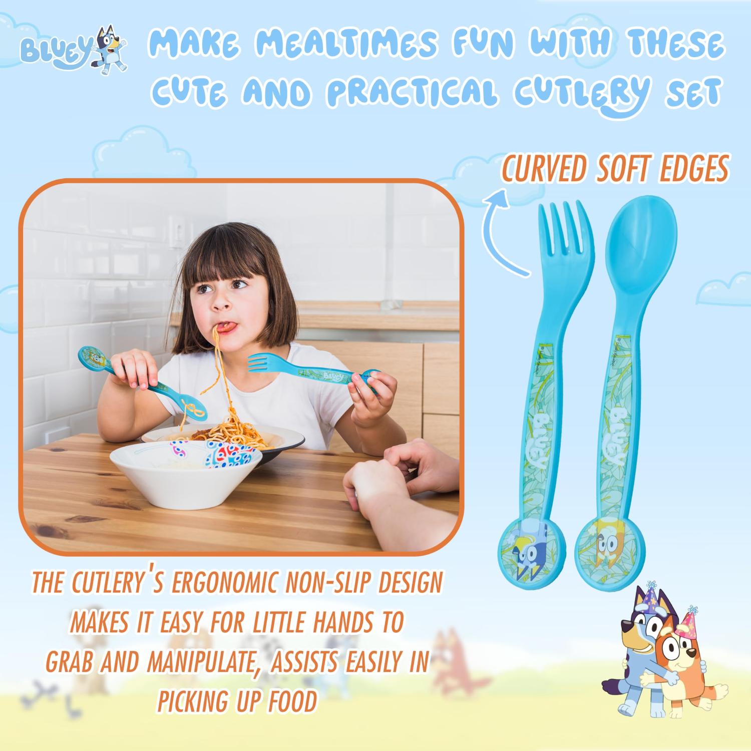 Kids 2 Piece Cutlery Set BPA-Free Plastic Spoon & Fork