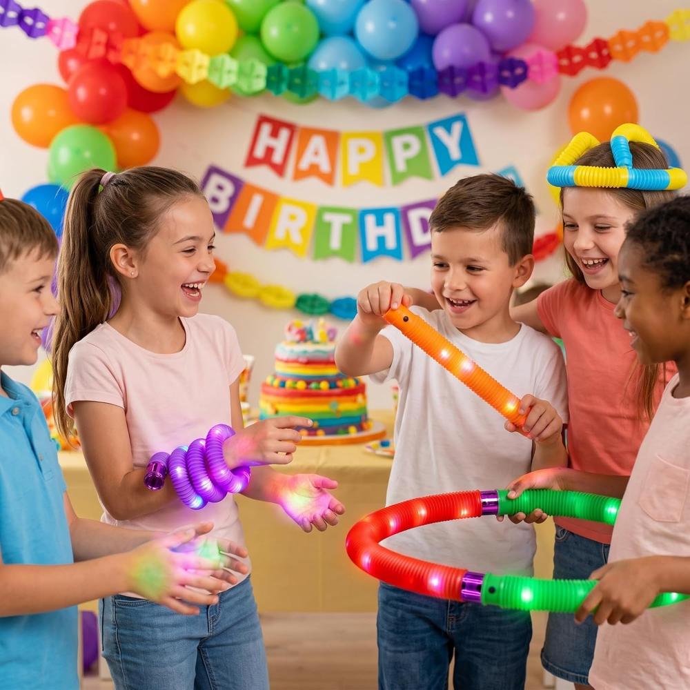 20cm Light Up Pop Tubes Fidget Toys 4Pk