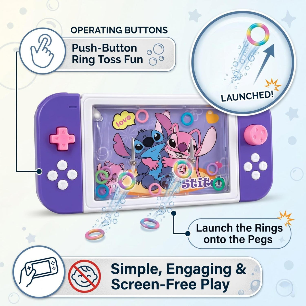 Disney Stitch Kids Licensed Water Ring Game Toys – view 5