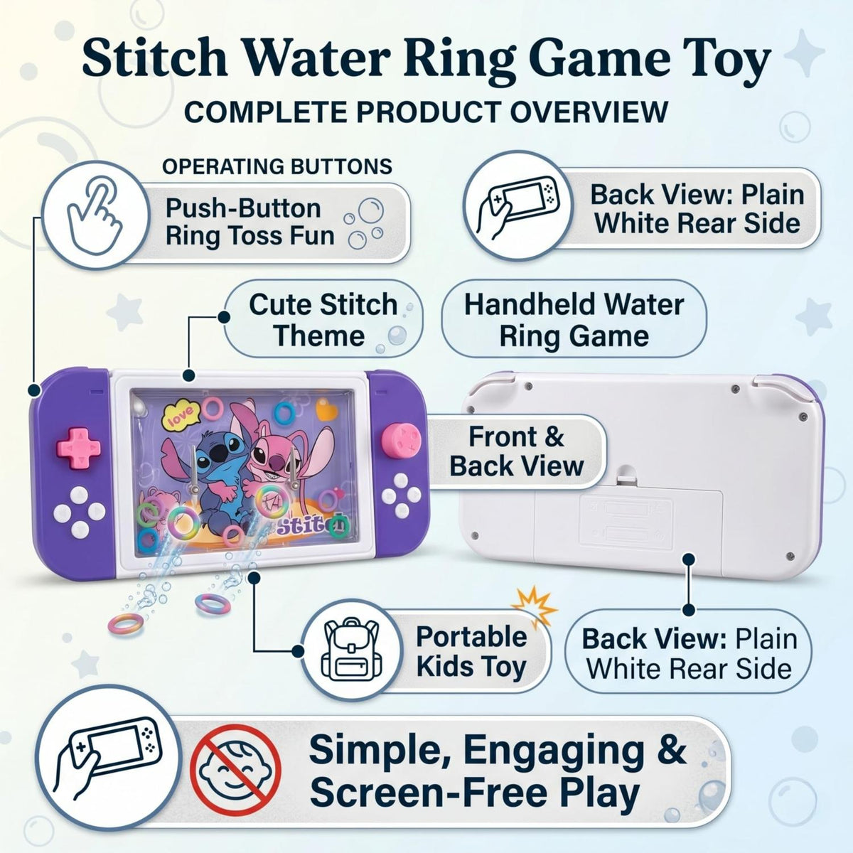 Disney Stitch Kids Licensed Water Ring Game Toys – view 6