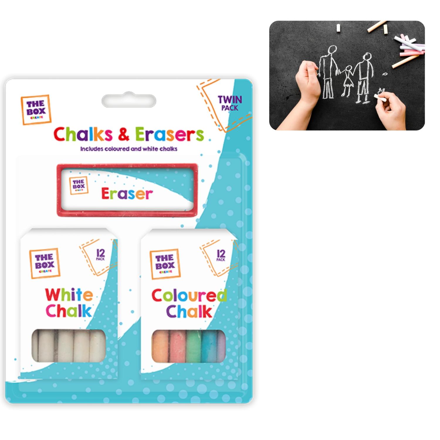 Kids Chalk and Eraser Set 24pcs