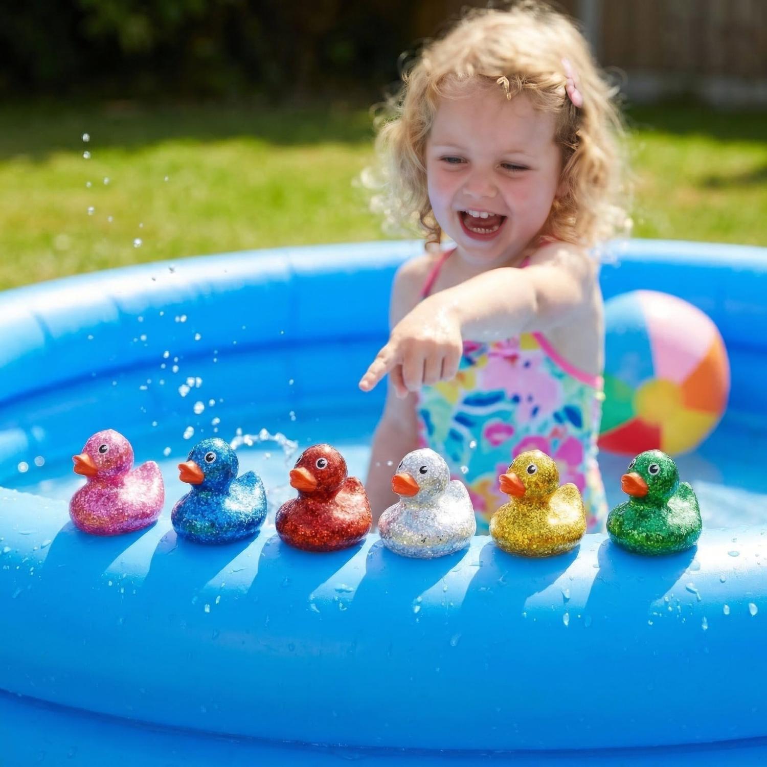 Glitter Floating Bath Duck Toy - 1x Random Colours
