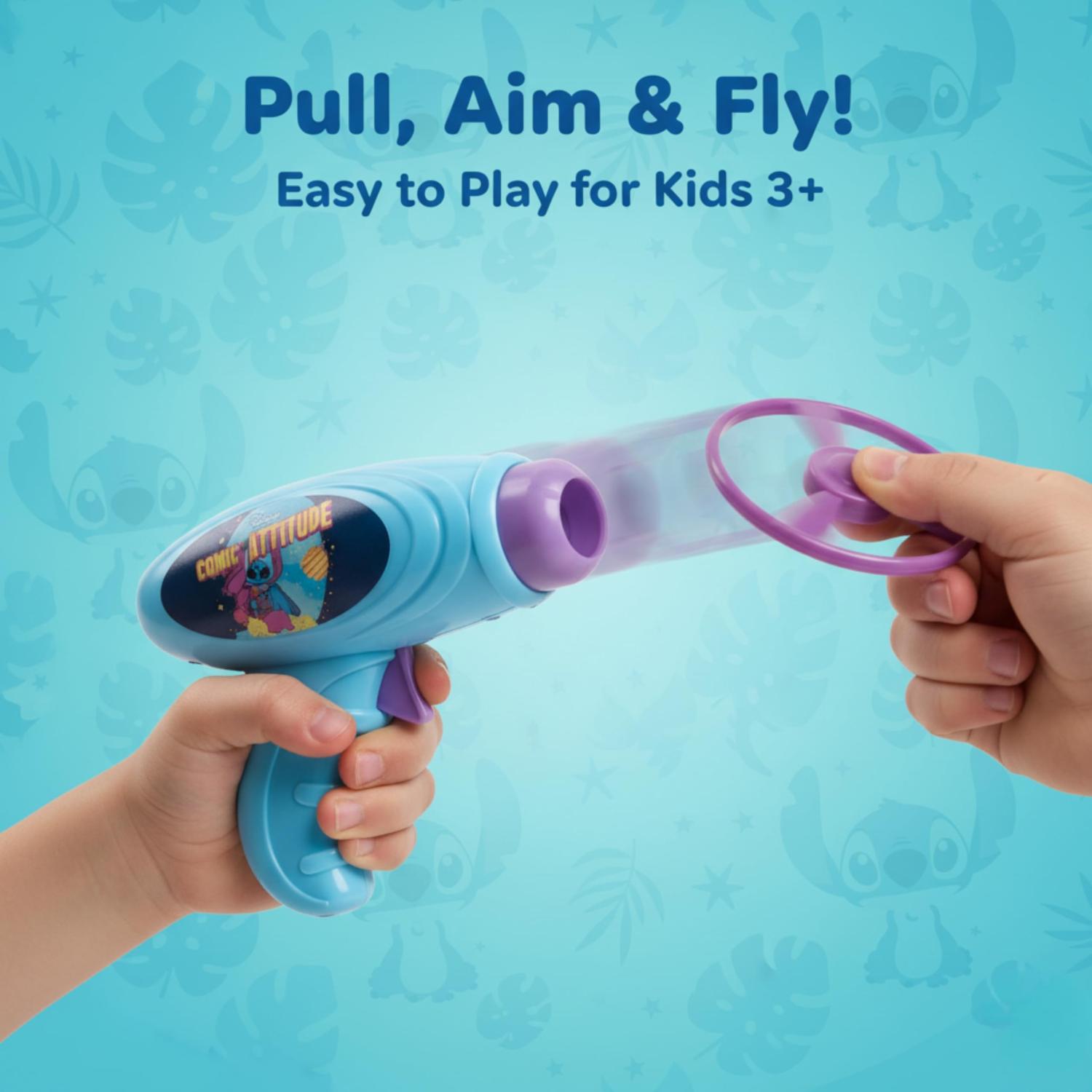 Disney Stitch Propeller Launcher Toy with 3 Flying Discs