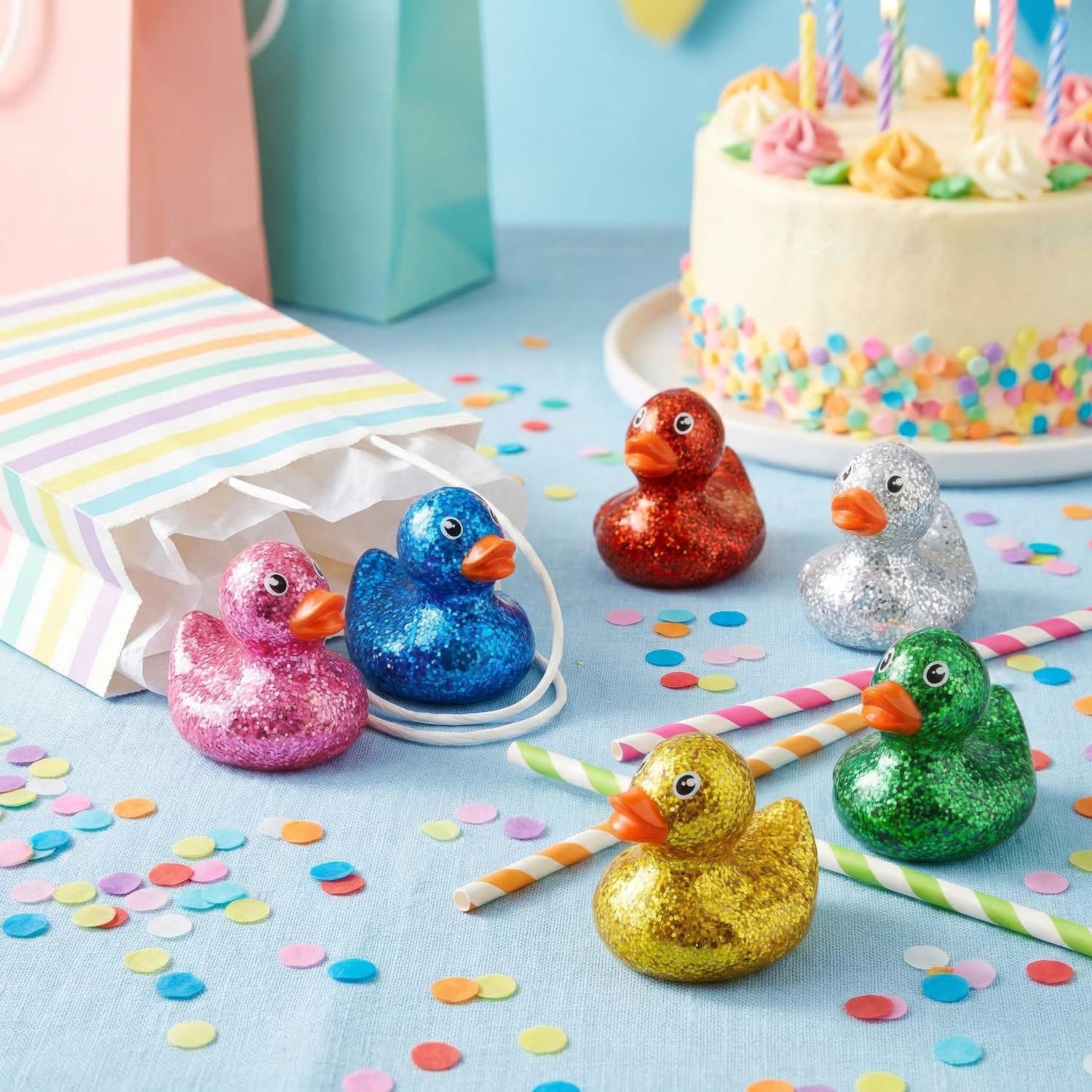 Glitter Floating Bath Duck Toy - 1x Random Colours