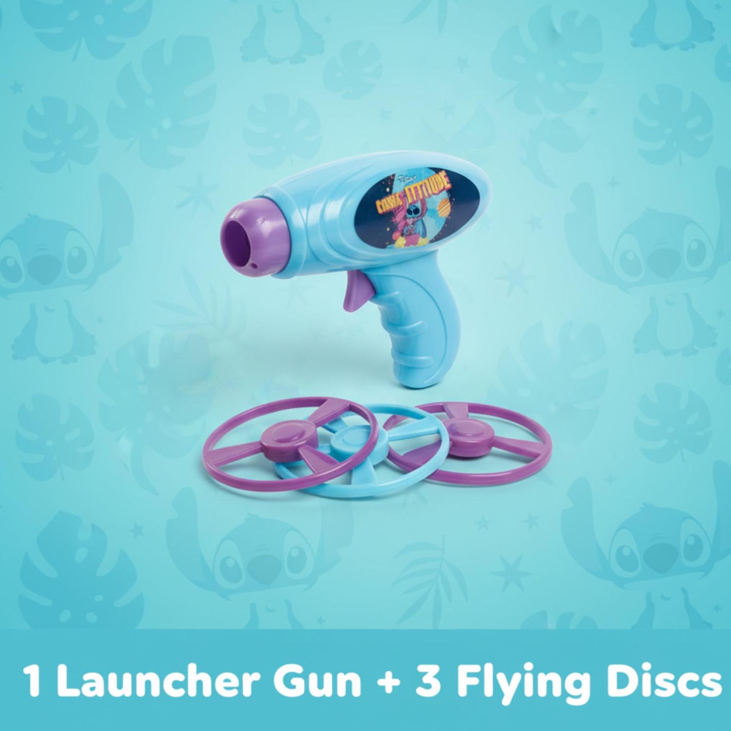 Disney Stitch Propeller Launcher Toy with 3 Flying Discs