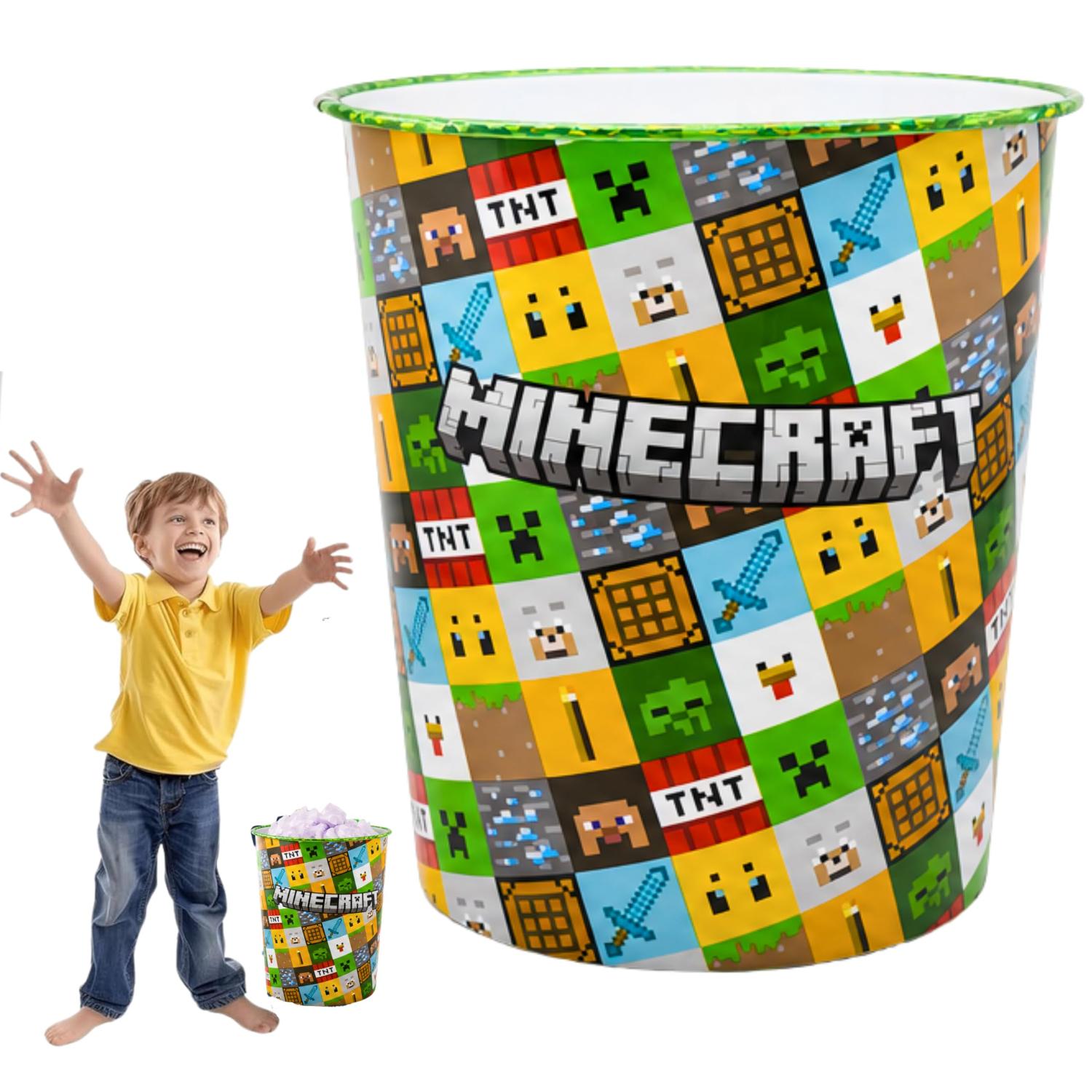 Kids 7L Plastic Dustbin Round Open Top Waste Paper Bin 22cm