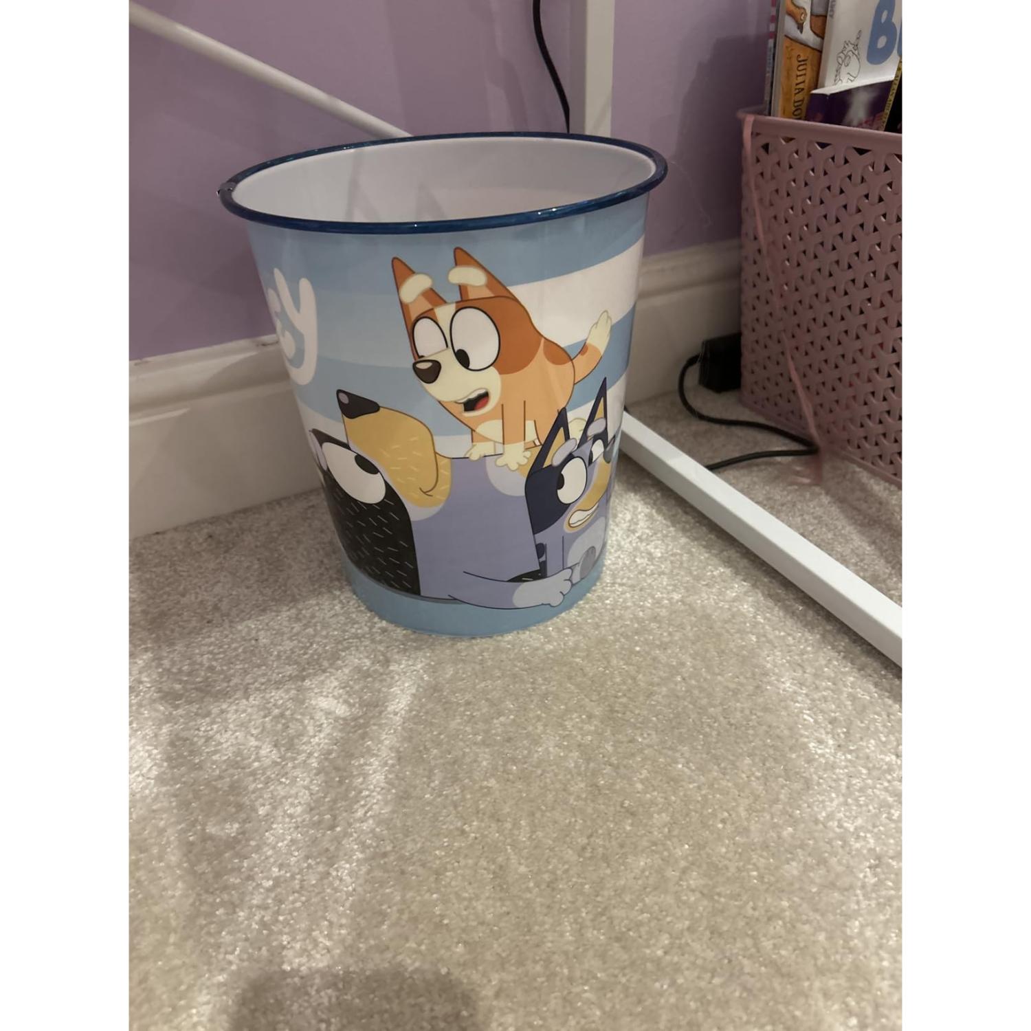 Kids 7L Plastic Dustbin Round Open Top Waste Paper Bin 22cm