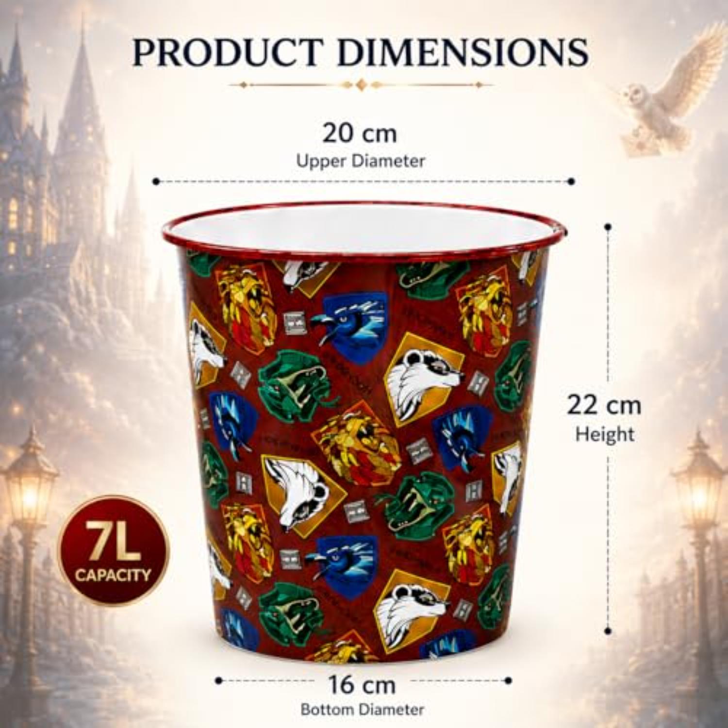 Kids 7L Plastic Dustbin Round Open Top Waste Paper Bin 22cm