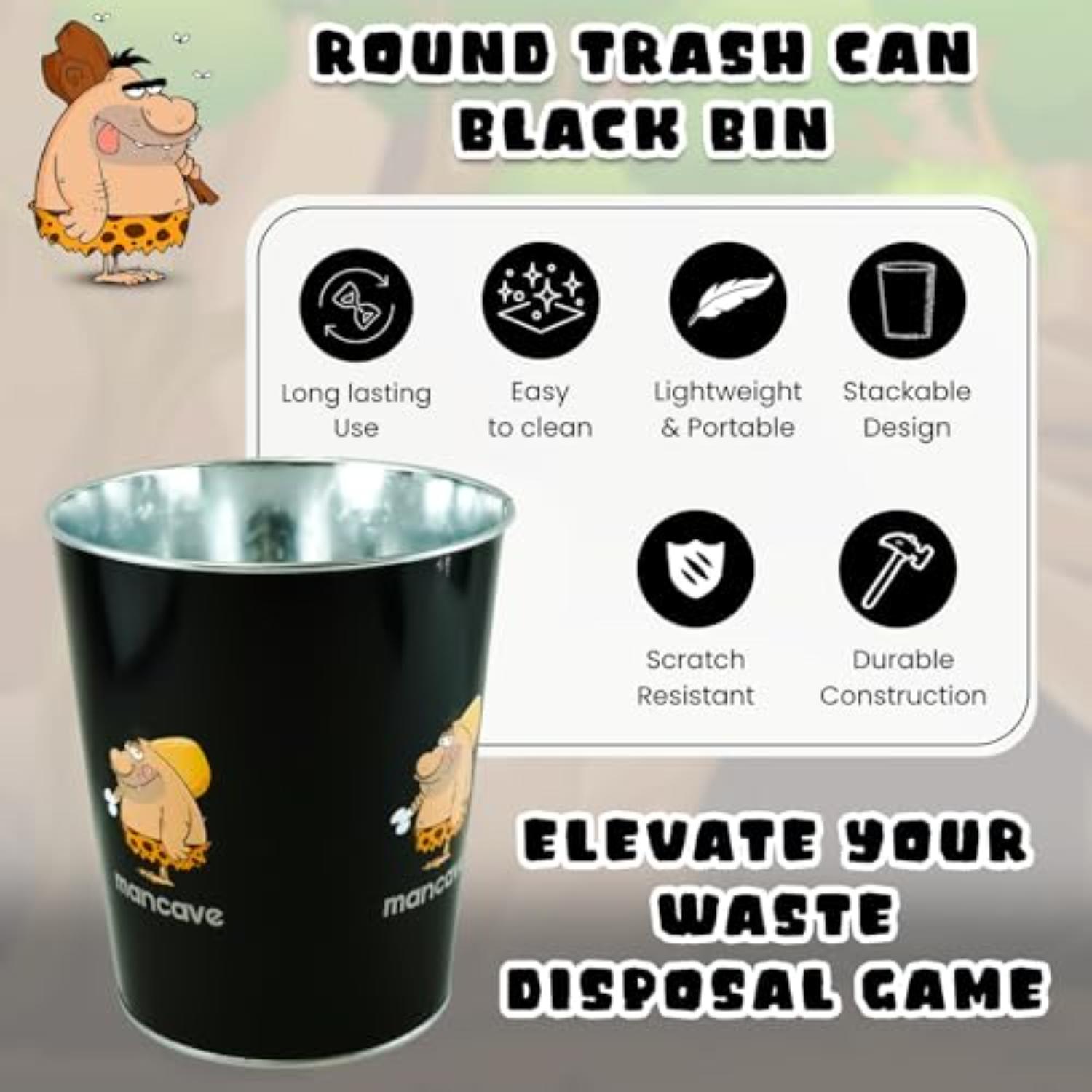 Kids 7L Plastic Dustbin Round Open Top Waste Paper Bin 22cm