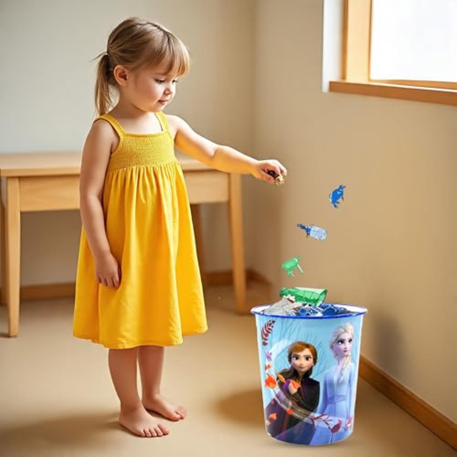 Kids 7L Plastic Dustbin Round Open Top Waste Paper Bin 22cm